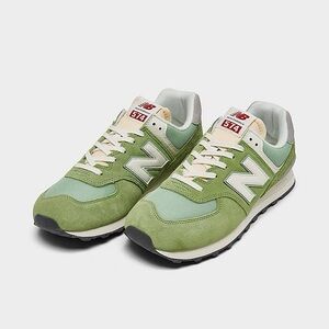 New Balance 574 Chive Green & White